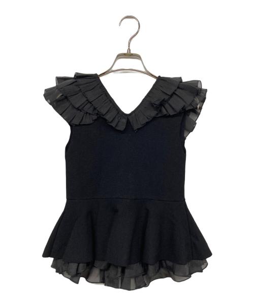 Snidel（スナイデル）Snidel (スナイデル) フリルペプラムノースリニットプルオーバー ブラック サイズ:ONEの古着・服飾アイテム