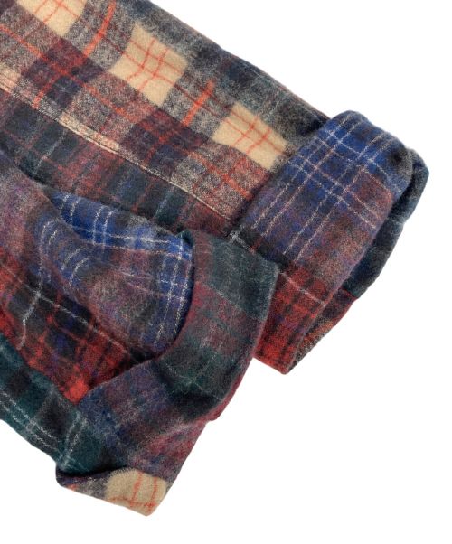 seven by seven（セブンバイセブン）seven by seven (セブンバイセブン) チェックロングコート レッド×ブルー サイズ:Lの古着・服飾アイテム