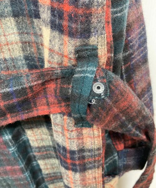 seven by seven（セブンバイセブン）seven by seven (セブンバイセブン) チェックロングコート レッド×ブルー サイズ:Lの古着・服飾アイテム