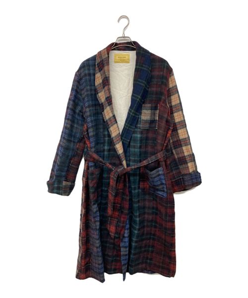 seven by seven（セブンバイセブン）seven by seven (セブンバイセブン) チェックロングコート レッド×ブルー サイズ:Lの古着・服飾アイテム