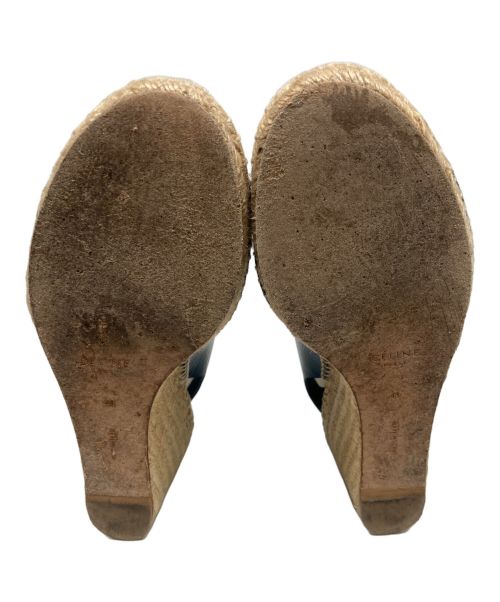 CELINE（セリーヌ）CELINE (セリーヌ) ウェッジソールサンダル ネイビー×ベージュ サイズ:41の古着・服飾アイテム