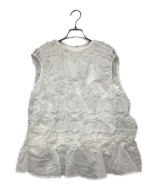 Mila Owen（ミラオーウェン）Mila Owen (ミラオーウェン) シャーリングシアーレイヤードトップス ホワイト サイズ:Fの古着・服飾アイテム