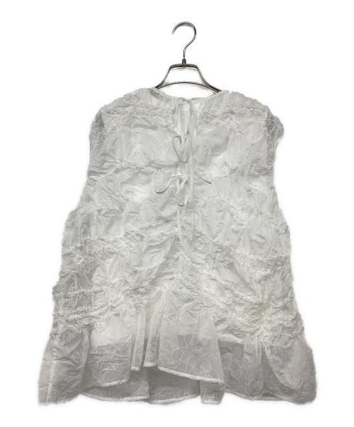 Mila Owen（ミラオーウェン）Mila Owen (ミラオーウェン) シャーリングシアーレイヤードトップス ホワイト サイズ:Fの古着・服飾アイテム