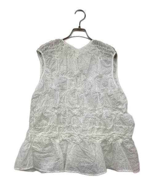 Mila Owen（ミラオーウェン）Mila Owen (ミラオーウェン) シャーリングシアーレイヤードトップス ホワイト サイズ:Fの古着・服飾アイテム