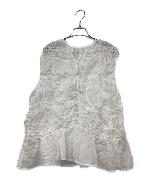 Mila Owen（ミラオーウェン）Mila Owen (ミラオーウェン) シャーリングシアーレイヤードトップス ホワイト サイズ:Fの古着・服飾アイテム