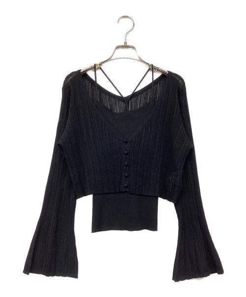 Snidel（スナイデル）Snidel (スナイデル) シアーカーデ&カップインキャミset UP ブラック サイズ:Fの古着・服飾アイテム