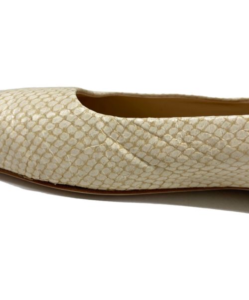 FABIO RUSCONI（ファビオルスコーニ）FABIO RUSCONI (ファビオルスコーニ) スクエアトゥフラットシューズ ベージュ サイズ:37　2/1の古着・服飾アイテム