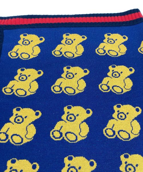 GUCCI（グッチ）GUCCI (グッチ) テディベア柄ブランケット ネイビーの古着・服飾アイテム