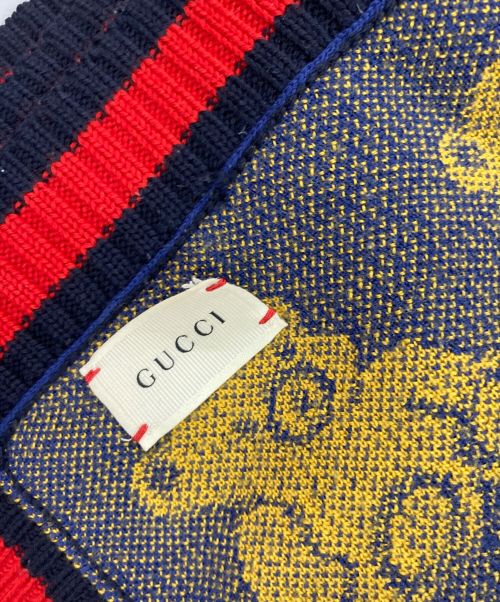 GUCCI（グッチ）GUCCI (グッチ) テディベア柄ブランケット ネイビーの古着・服飾アイテム