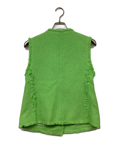 allureville（アルアバイル）allureville (アルアバイル) ラスティックツイードフリンジジレ グリーン サイズ:2の古着・服飾アイテム