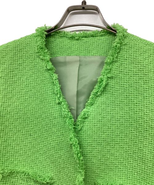 allureville（アルアバイル）allureville (アルアバイル) ラスティックツイードフリンジジレ グリーン サイズ:2の古着・服飾アイテム