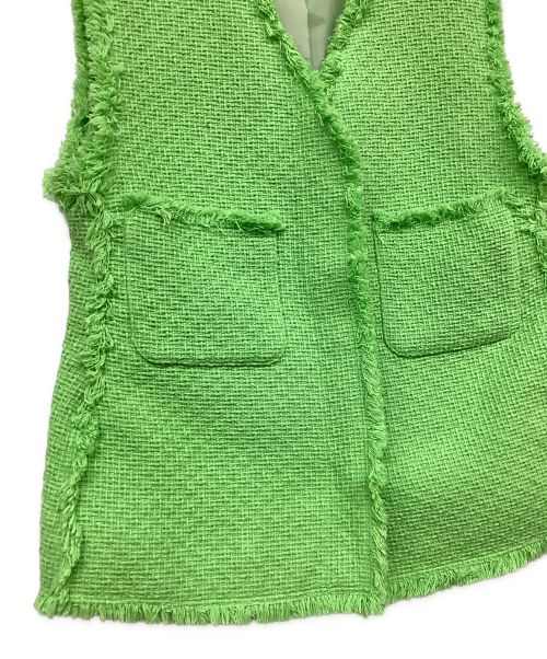 allureville（アルアバイル）allureville (アルアバイル) ラスティックツイードフリンジジレ グリーン サイズ:2の古着・服飾アイテム