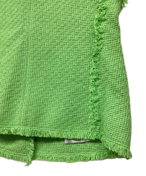 allureville（アルアバイル）allureville (アルアバイル) ラスティックツイードフリンジジレ グリーン サイズ:2の古着・服飾アイテム