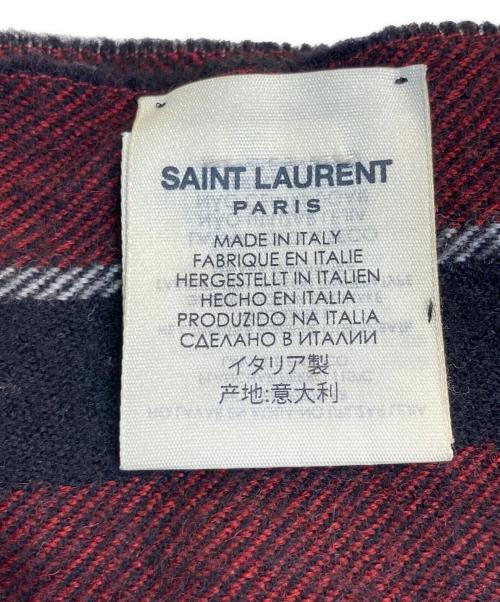 Saint Laurent Paris（サンローランパリ）Saint Laurent Paris (サンローランパリ) ストライプウールマフラー レッドの古着・服飾アイテム
