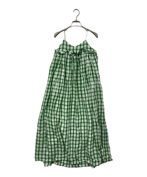 RELDI（レルディ）reldi (レルディ) GINGHAM-CHECKED MOTORCYCLE DRESS グリーン サイズ:2の古着・服飾アイテム