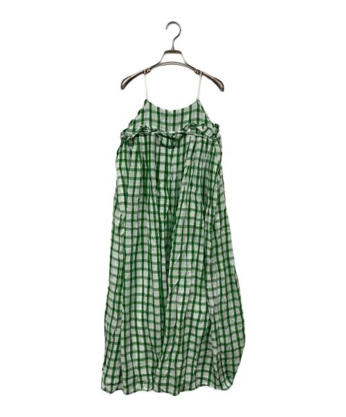 RELDI（レルディ）reldi (レルディ) GINGHAM-CHECKED MOTORCYCLE DRESS グリーン サイズ:2の古着・服飾アイテム