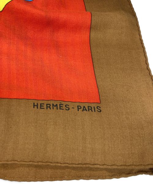 HERMES（エルメス）HERMES (エルメス) カレジェアン/カシミヤシルクスカーフ ブラウンの古着・服飾アイテム