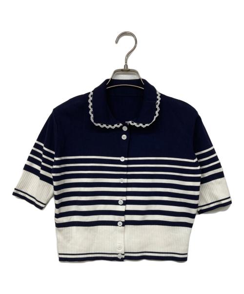 Bibiy.（ビビィ）Bibiy. (ビビィ) ROSIE SHIRT KNIT ホワイト×ネイビー サイズ:Fの古着・服飾アイテム