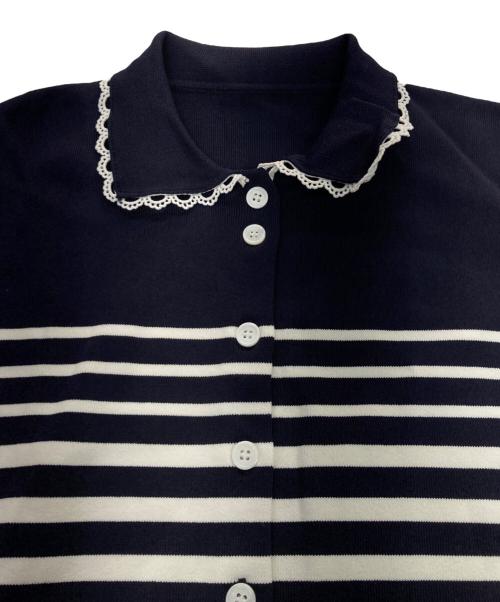 Bibiy.（ビビィ）Bibiy. (ビビィ) ROSIE SHIRT KNIT ホワイト×ネイビー サイズ:Fの古着・服飾アイテム