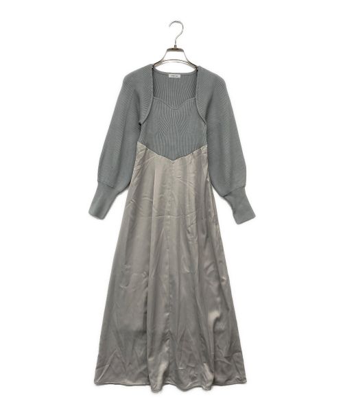 FRAY ID（フレイ アイディー）FRAY ID (フレイ アイディー) スクエアーネックコンビワンピース スカイブルー サイズ:One Size 未使用品の古着・服飾アイテム