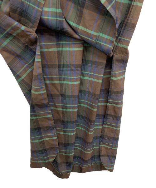 AURALEE（オーラリー）AURALEE (オーラリー) SUPER LIGHT WOOL CHECK ONE-PIECE ブラウン×グリーン サイズ:1の古着・服飾アイテム