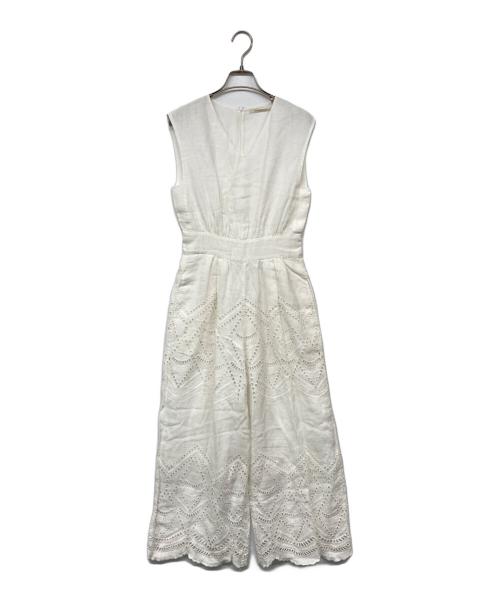 ne quittez pas（ヌキテパ）ne quittez pas (ヌキテパ) リネンオーバーオール ホワイト サイズ:Sの古着・服飾アイテム