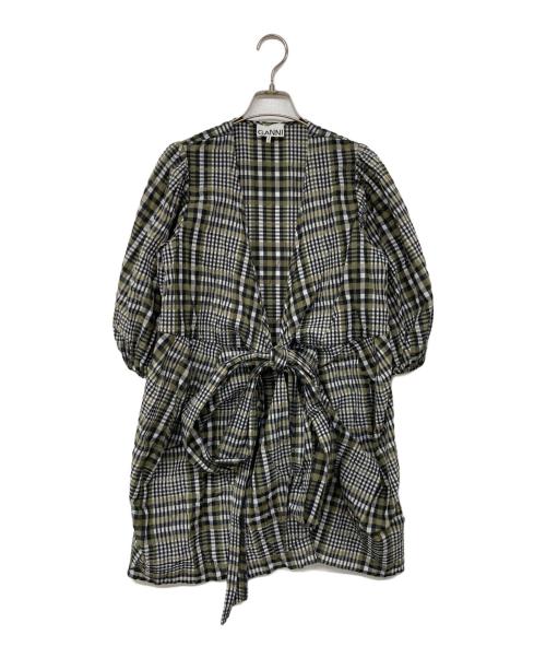 GANNI（ガニー）GANNI (ガニー) チェックブラウス カーキ サイズ:34の古着・服飾アイテム