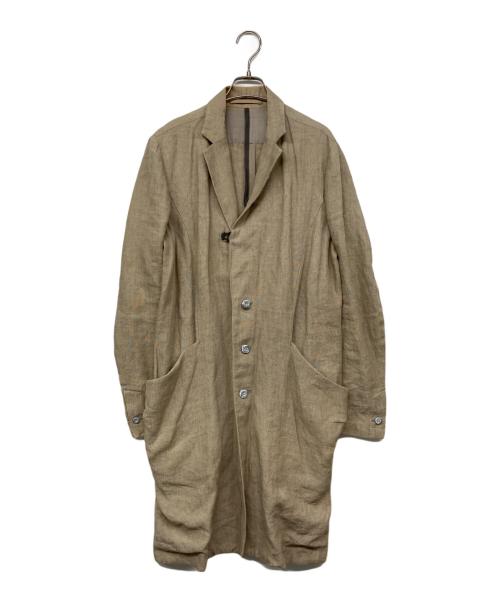 KAZUYUKI KUMAGAI ATTACHMENT（カズユキクマガイ アタッチメント）KAZUYUKI KUMAGAI ATTACHMENT (カズユキクマガイ アタッチメント) フォギーダイリネンウェザー3つ釦テーラードコート ベージュ サイズ:1の古着・服飾アイテム