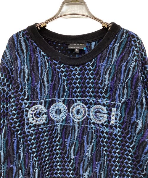 Coogi（クージー）Coogi (クージー) ロゴニット ブラック×ブルー サイズ:XLの古着・服飾アイテム