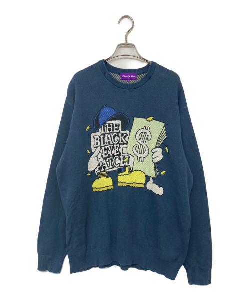 BlackEyePatch（ブラックアイパッチ）BlackEyePatch (ブラックアイパッチ) ロゴニット ネイビー サイズ:Lの古着・服飾アイテム