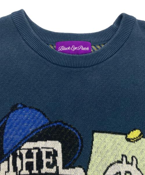 BlackEyePatch（ブラックアイパッチ）BlackEyePatch (ブラックアイパッチ) ロゴニット ネイビー サイズ:Lの古着・服飾アイテム