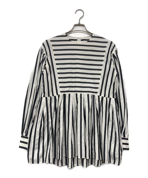 CYCLAS（シクラス）CYCLAS (シクラス) 長袖ブラウス ホワイト×ブラック サイズ:36の古着・服飾アイテム