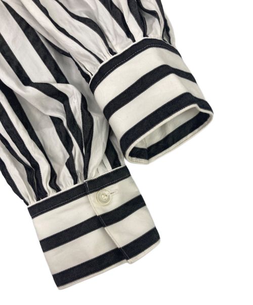 CYCLAS（シクラス）CYCLAS (シクラス) 長袖ブラウス ホワイト×ブラック サイズ:36の古着・服飾アイテム