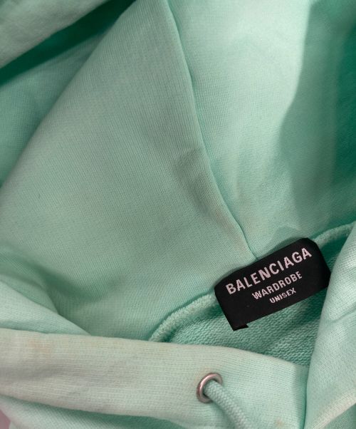 BALENCIAGA WARDROBE（バレンシアガ ワードローブ）BALENCIAGA WARDROBE (バレンシアガ ワードローブ) LOGO HOODIE MEDIUM FI/ロゴフーディ ミント サイズ:UNISEX Mの古着・服飾アイテム