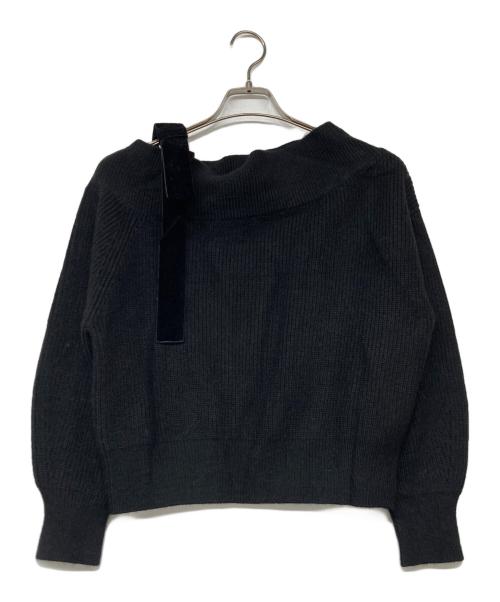 Mystrada（マイストラーダ）Mystrada (マイストラーダ) ベロアリボンオフショルニット ブラック サイズ:38の古着・服飾アイテム