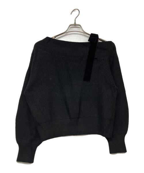 Mystrada（マイストラーダ）Mystrada (マイストラーダ) ベロアリボンオフショルニット ブラック サイズ:38の古着・服飾アイテム
