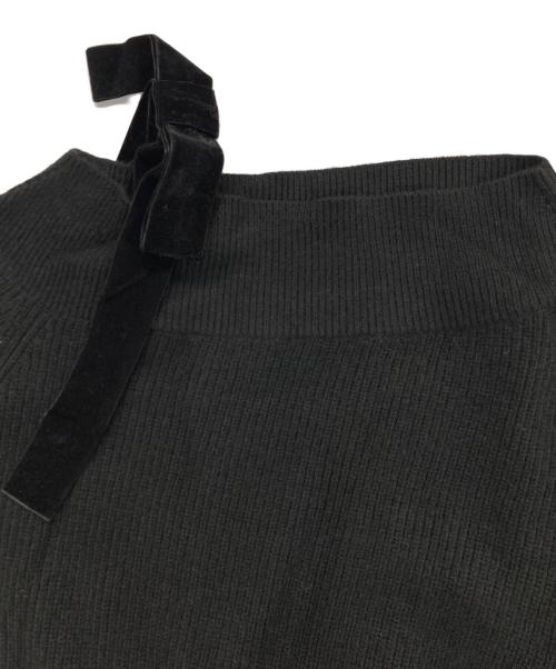 Mystrada（マイストラーダ）Mystrada (マイストラーダ) ベロアリボンオフショルニット ブラック サイズ:38の古着・服飾アイテム