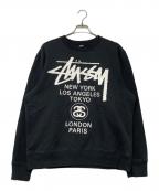 stussyステューシー）の古着「ワールドツアー プリントスウェット」｜ブラック