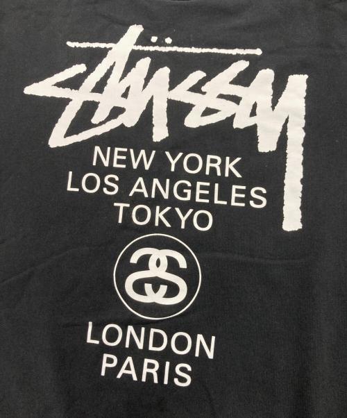 stussy（ステューシー）stussy (ステューシー) ワールドツアー プリントスウェット ブラック サイズ:Mの古着・服飾アイテム