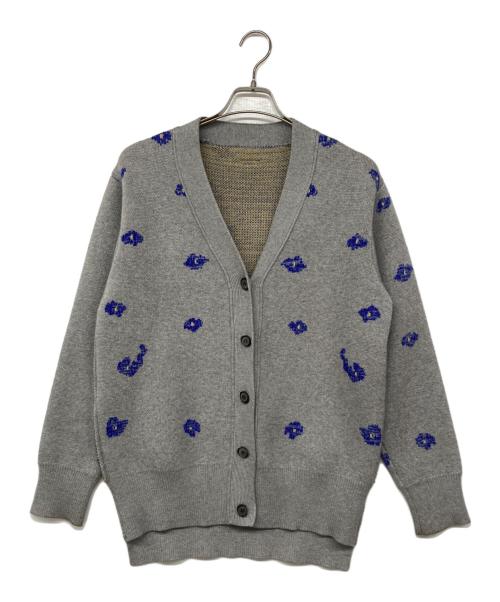ADER error（アーダーエラー）ADER error (アーダーエラー) フラワーパターン ニットカーディガン 花柄 グレー サイズ:2の古着・服飾アイテム