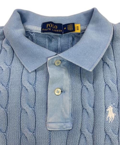 POLO RALPH LAUREN（ポロ・ラルフローレン）POLO RALPH LAUREN (ポロ・ラルフローレン) ケーブルニットポロワンピース スカイブルー サイズ:Mの古着・服飾アイテム