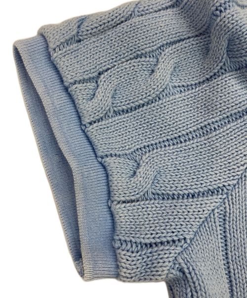 POLO RALPH LAUREN（ポロ・ラルフローレン）POLO RALPH LAUREN (ポロ・ラルフローレン) ケーブルニットポロワンピース スカイブルー サイズ:Mの古着・服飾アイテム