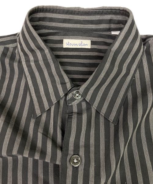 STEVEN ALAN（スティーブンアラン）STEVEN ALAN (スティーブンアラン) T/C ダークストライプ レギュラーカラー シャツ ブラック×グレー サイズ:Mの古着・服飾アイテム