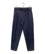 MR.OLIVEミスターオリーブ）の古着「BELTED WIDE TAPERED PANTS」｜インディゴ