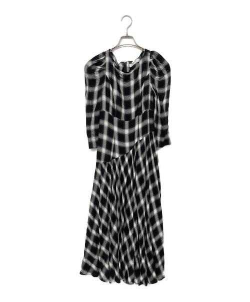 HER LIP TO（ハーリップトゥ）HER LIP TO (ハーリップトゥ) Roanne Over Check Dress/チェックドレス ブラック×ホワイト サイズ:Sの古着・服飾アイテム