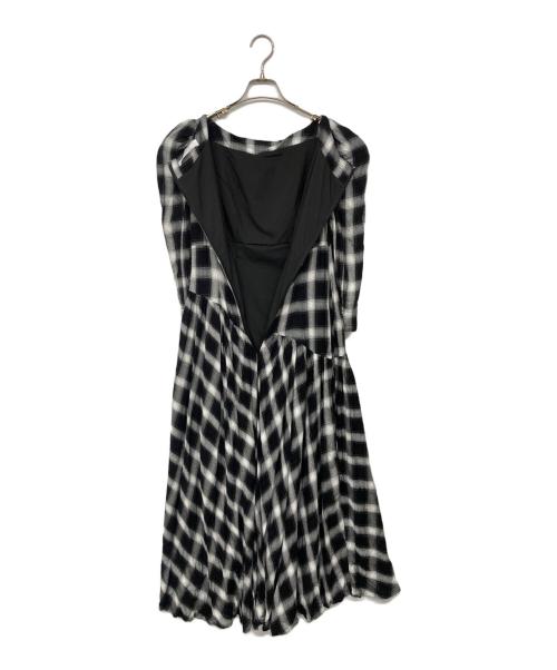 HER LIP TO（ハーリップトゥ）HER LIP TO (ハーリップトゥ) Roanne Over Check Dress/チェックドレス ブラック×ホワイト サイズ:Sの古着・服飾アイテム