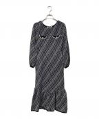 HER LIP TOハーリップトゥ）の古着「Vosges Jacquard Knit Dress/ヴォージュジャガードニットドレス」｜ネイビー