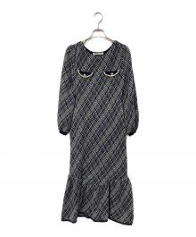 HER LIP TO（ハーリップトゥ）の古着「Vosges Jacquard Knit Dress/ヴォージュジャガードニットドレス」｜ネイビー