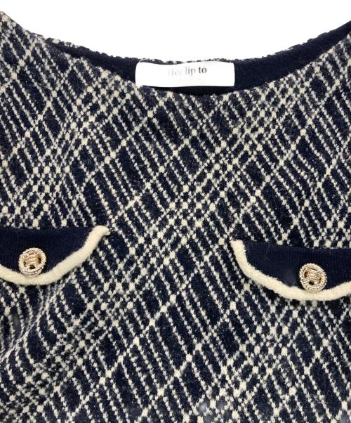 HER LIP TO（ハーリップトゥ）Her lip to (ハーリップトゥ) Vosges Jacquard Knit Dress/ヴォージュジャガードニットドレス ネイビー サイズ:Sの古着・服飾アイテム