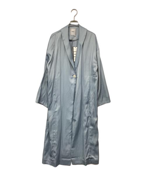 ELOOPS（イーループス）ELOOPS (イーループス) Gathered Sleeve Draped Satin Long Coat/サテンコート スカイブルー サイズ:M 未使用品の古着・服飾アイテム